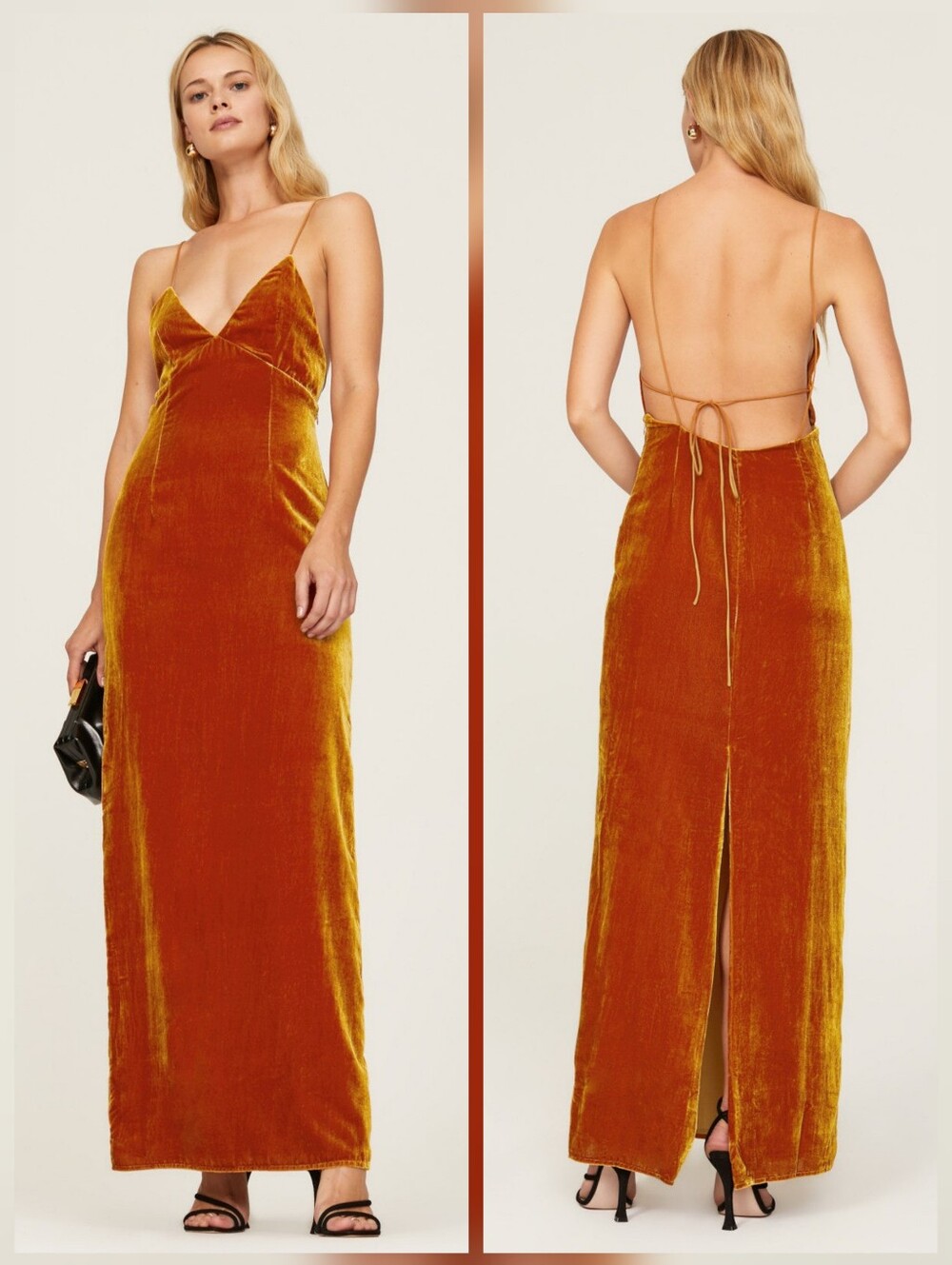 Ronny Kobo Gabe Velvet Gown Sheath Sleeveless V-neck Size S